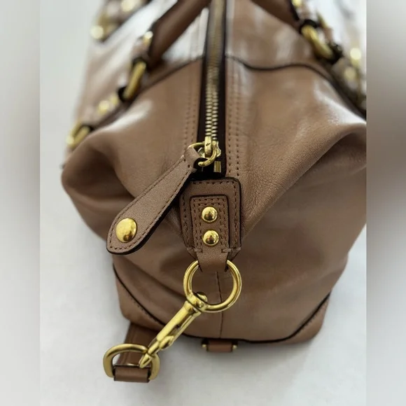 Coach Ashley Metallic Gold Leather Satchel with Crossbody Strap and Hangtag - Picture 7 of 11